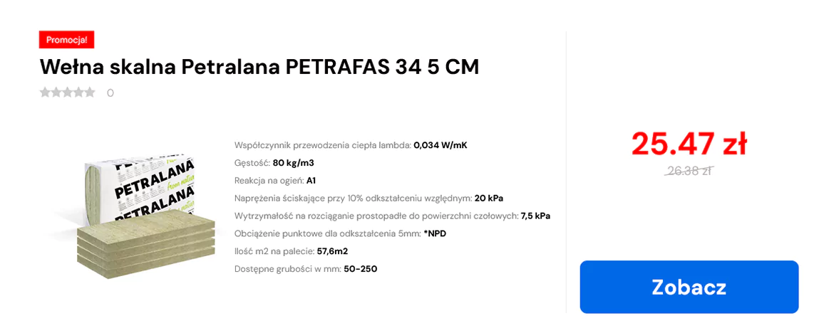 wełna skalna petralana petrafas 34 na elewację