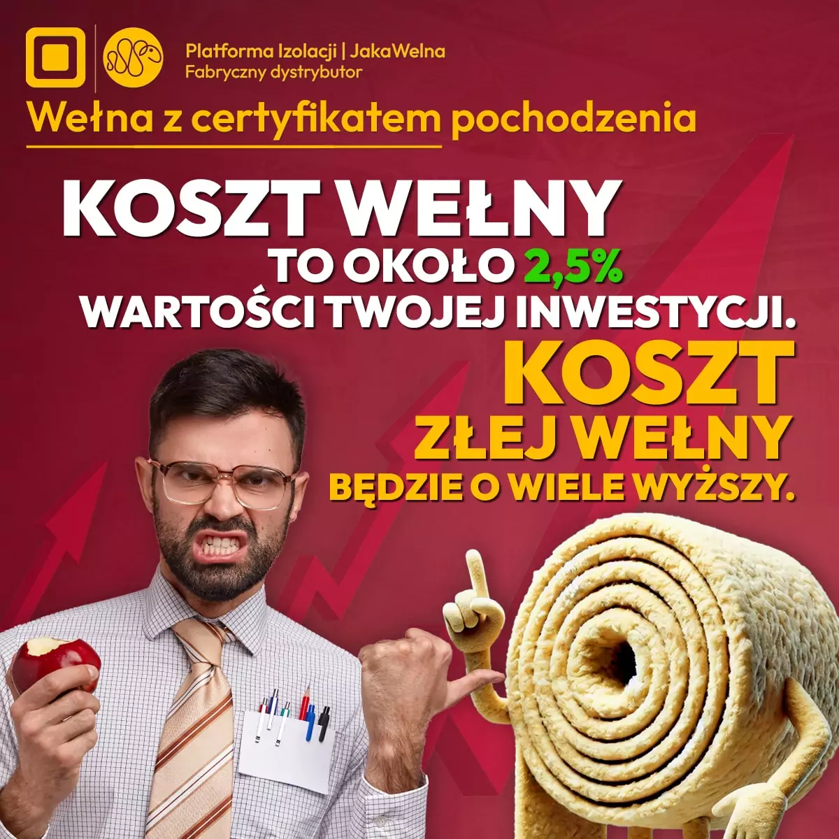 Koszt wełny to ok 2,5% wartości Twojej inwestycji. Koszt złej wełny będzie o wiele wyższy.